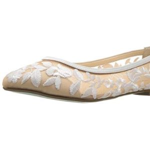 Ivory Embroidered Lace Ballet Flats